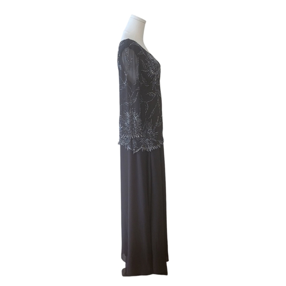 JKara Black Beaded Long Evening Gown Size 14 - Picture 5 of 8